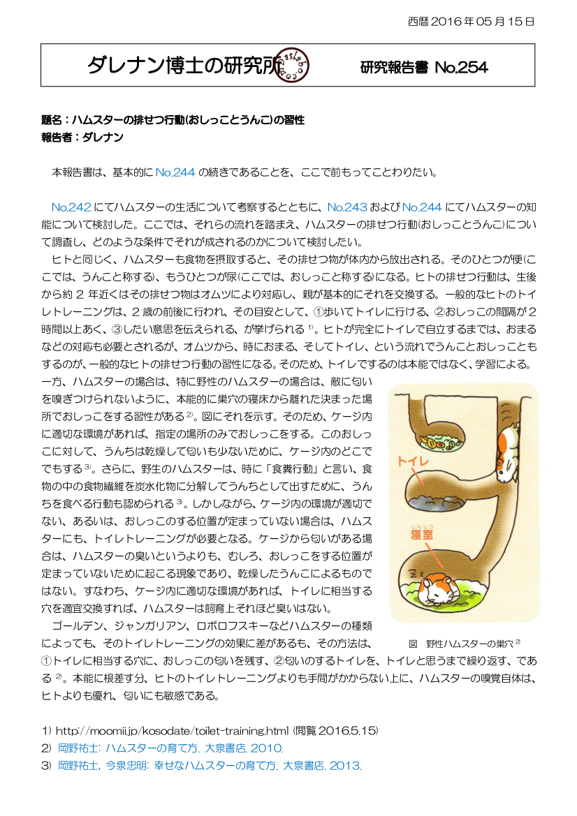 ハムスターの育て方 dasRepNo254